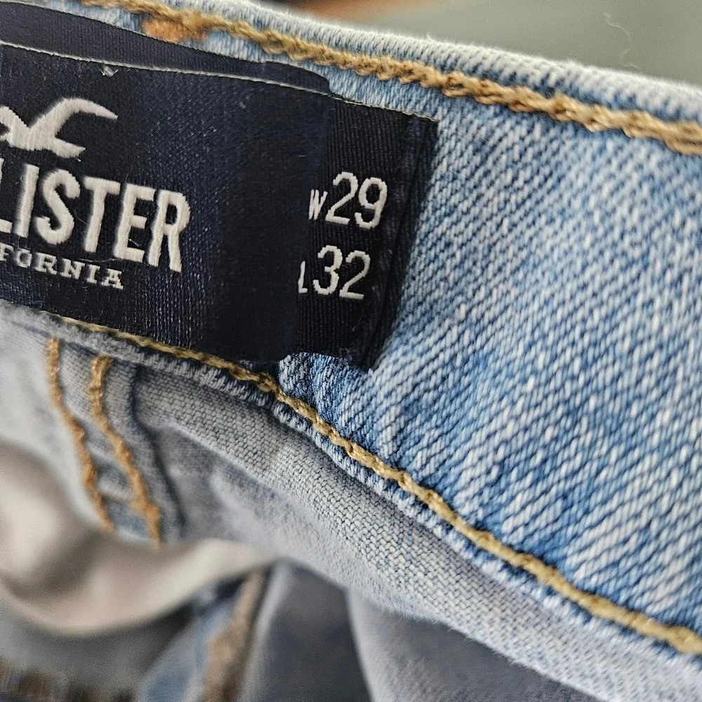 Hollister SlimStraight‎ Epic Flex Distressed Light Blue Denim Jeans Mens 29x32